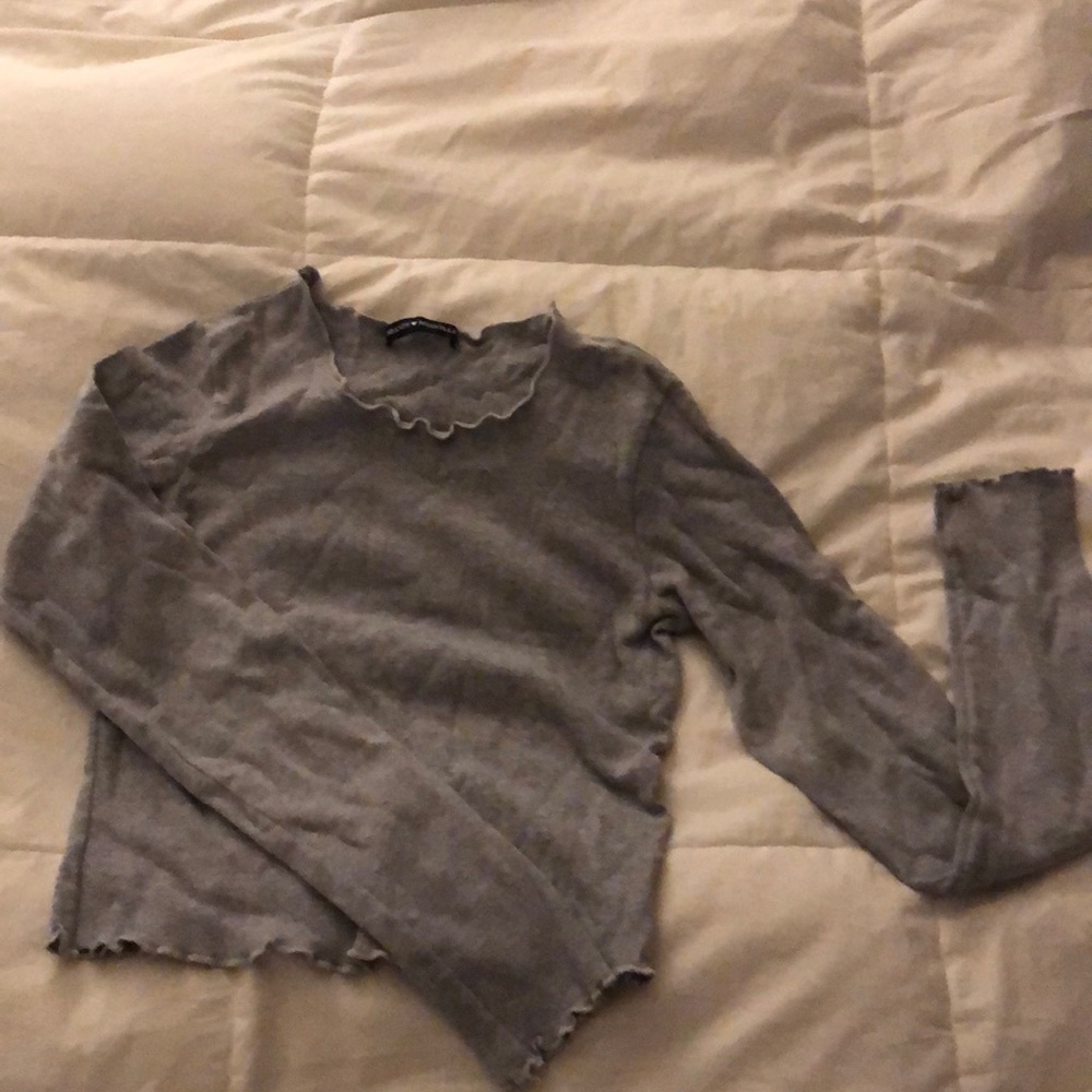 Brandy Melville Grey Long Sleeve Cropped Top